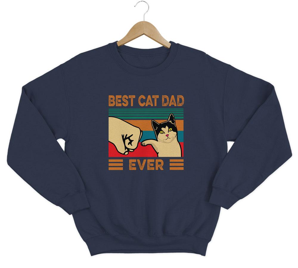 Best Cat Dad Sweatshirt Sweatshirt LulaMeow Navy S 