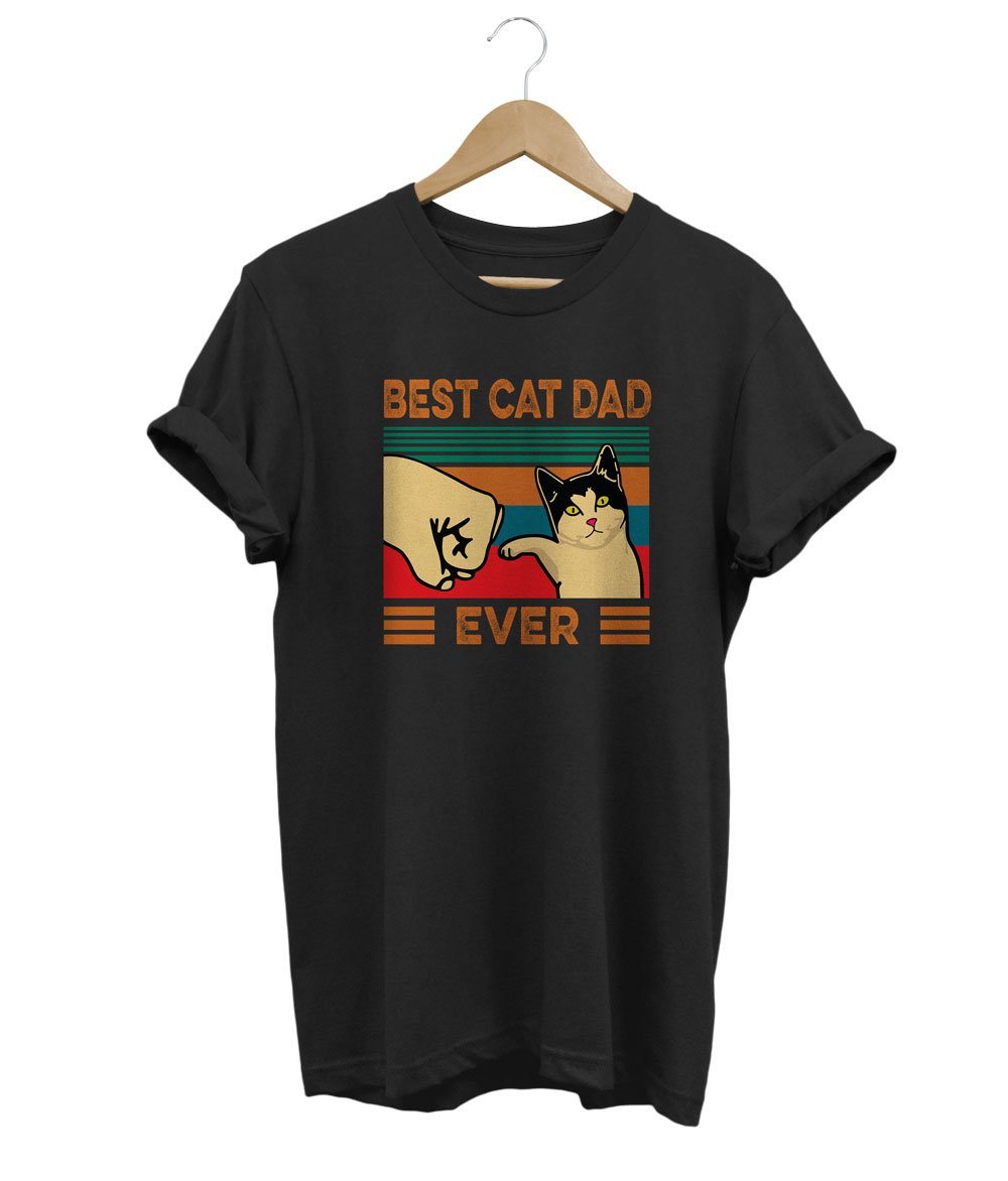 Best Cat Dad T-Shirt LulaMeow Black S 