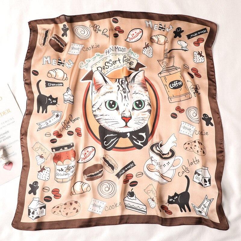 Bow Tie Cat Silk Scarf Scarf LulaMeow One Size Brown 
