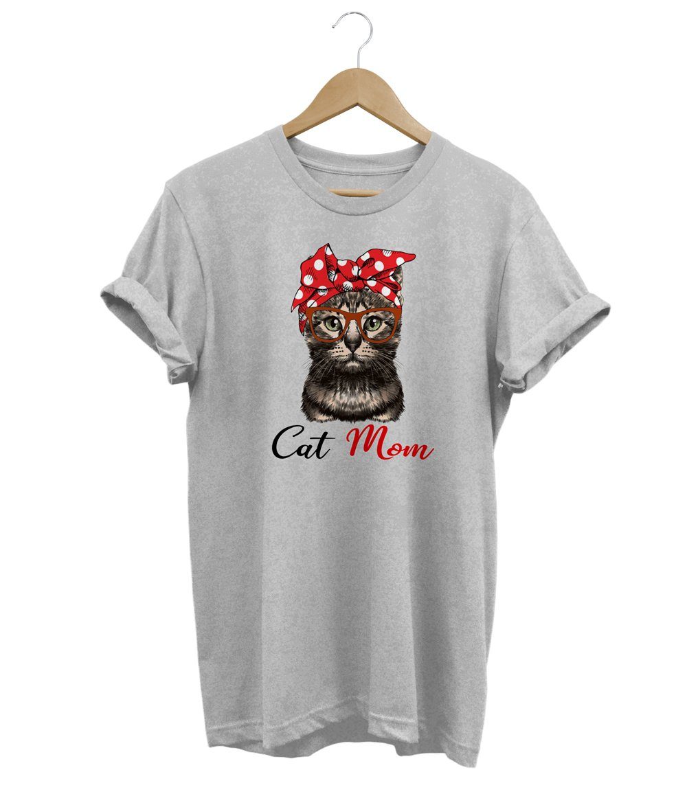 Cat Mom T-Shirt LulaMeow Grey S 