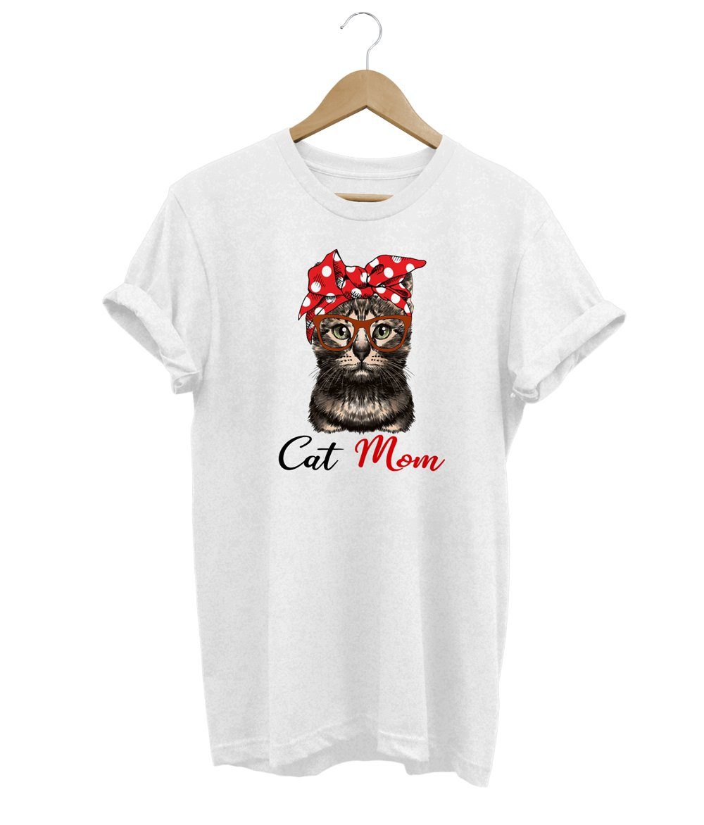 Cat Mom T-Shirt LulaMeow White S 