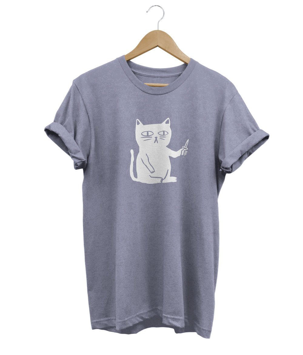 Serious Cat T-shirt LulaMeow Light Grey S 